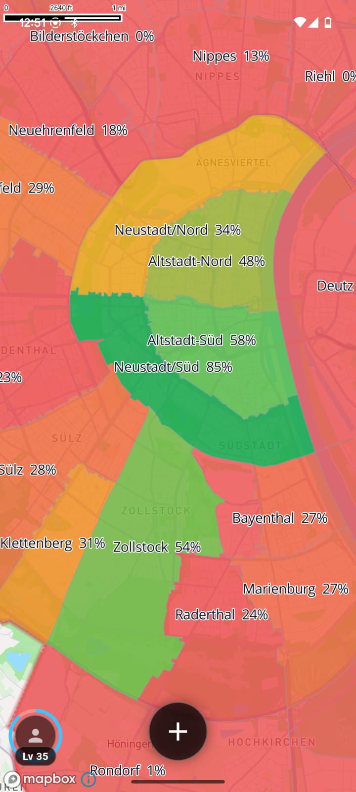Kartenstil mit Ampel-Logik zur Visualisierung des Entdeckungsfortschritts.